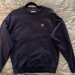 Kenzo Navy Crewneck Sweater with Orange Crest